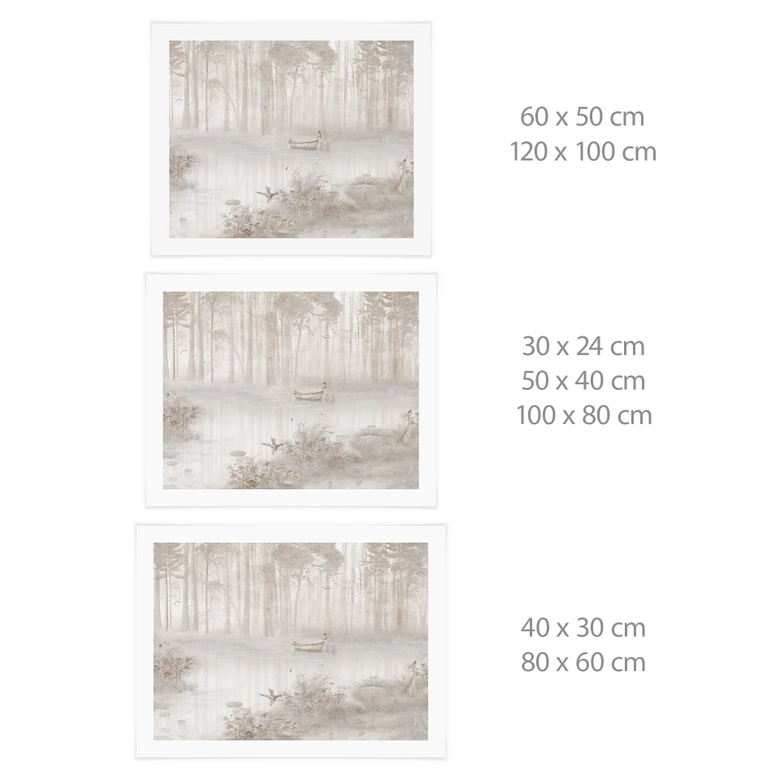 Poster Wald am See im Nebel in Beige - Ms Tiff 