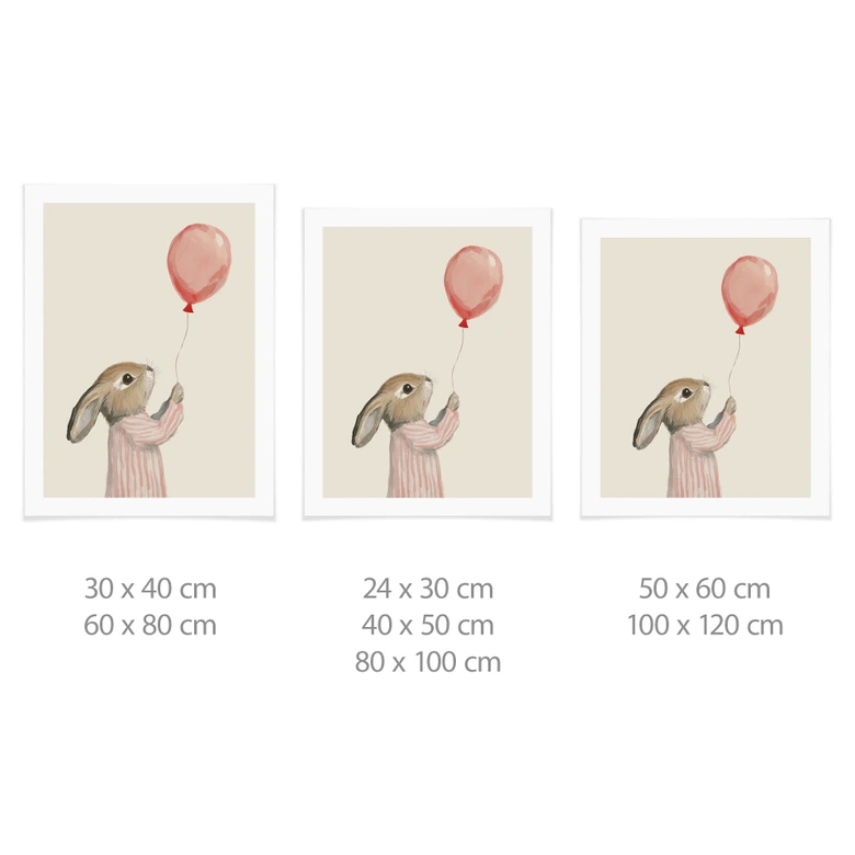 Poster Un lapin mignon avec un ballon - Treechild 