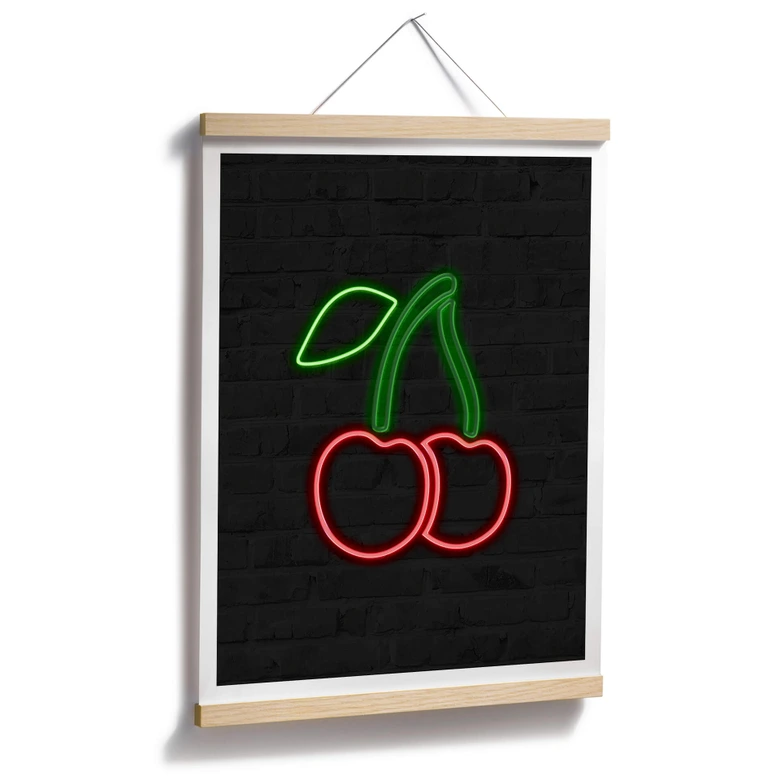 Poster Kirschen - Neonlicht 