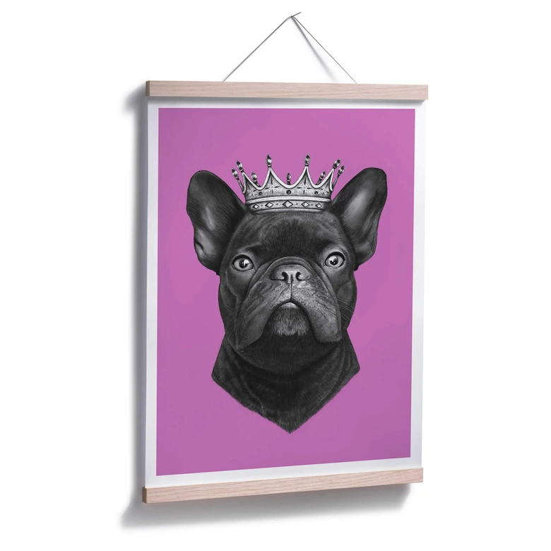 Poster Korenkova - King French Bulldog pink 