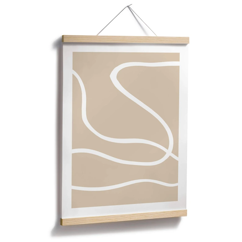Poster 1X Studio - Weiße Pinselstriche auf Beige 