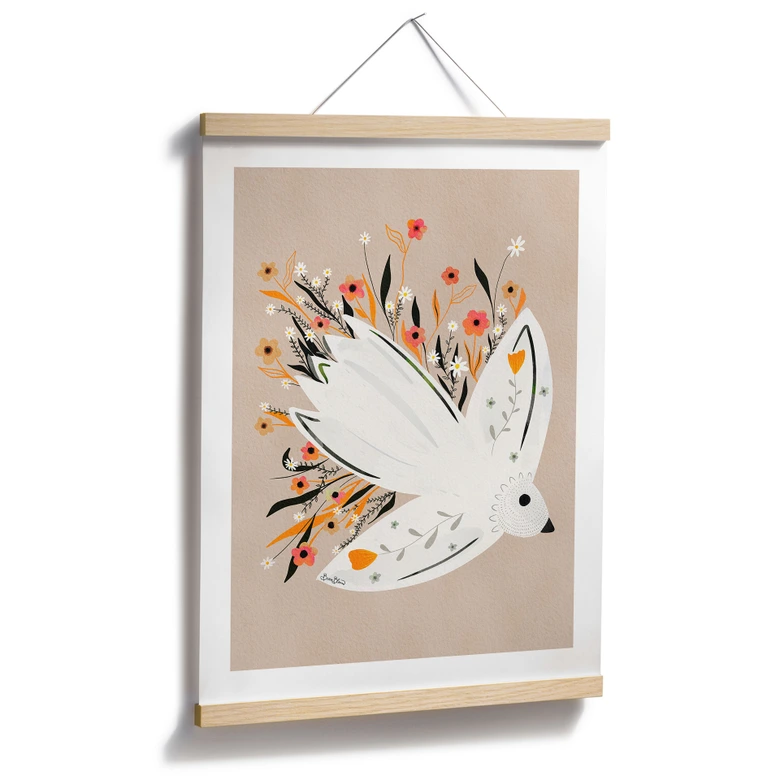 Poster Colombe de la paix avec petites fleurs - Bloom 