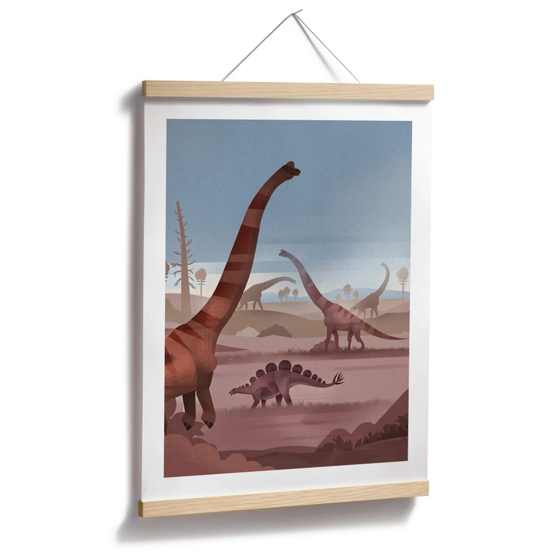 Poster Im Land der Dinosaurier - Braun 