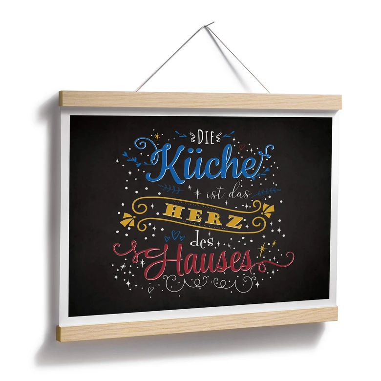Poster Die Küche ist das Herz des Hauses - dunkel 