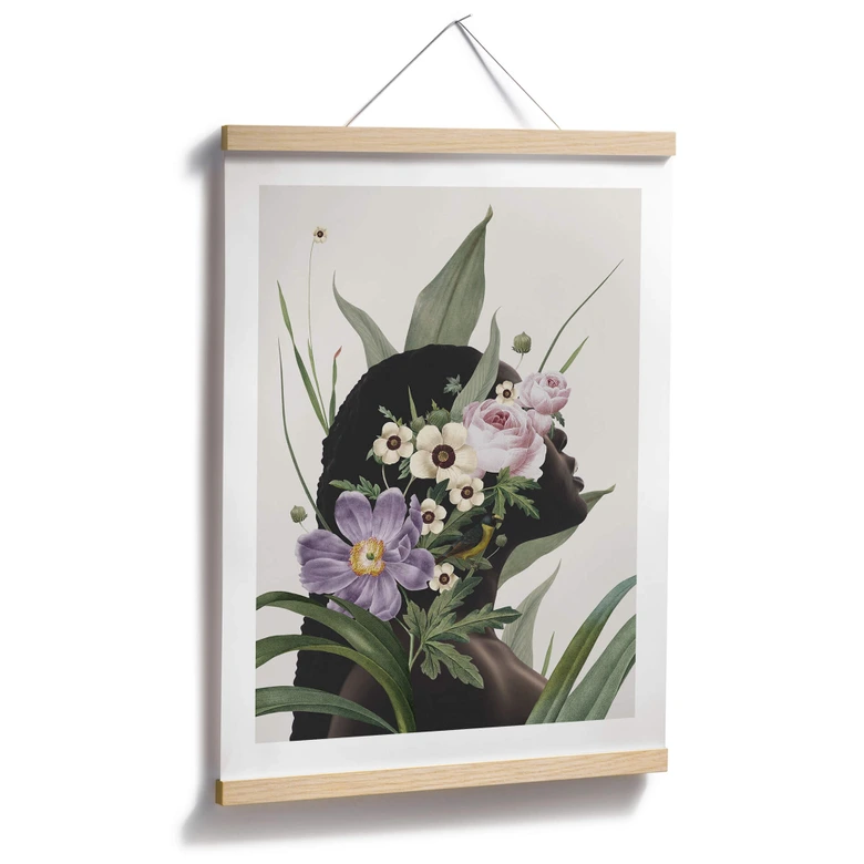 Poster Frida Floral Studio - Frauensilhouette mit Lila Blumen 