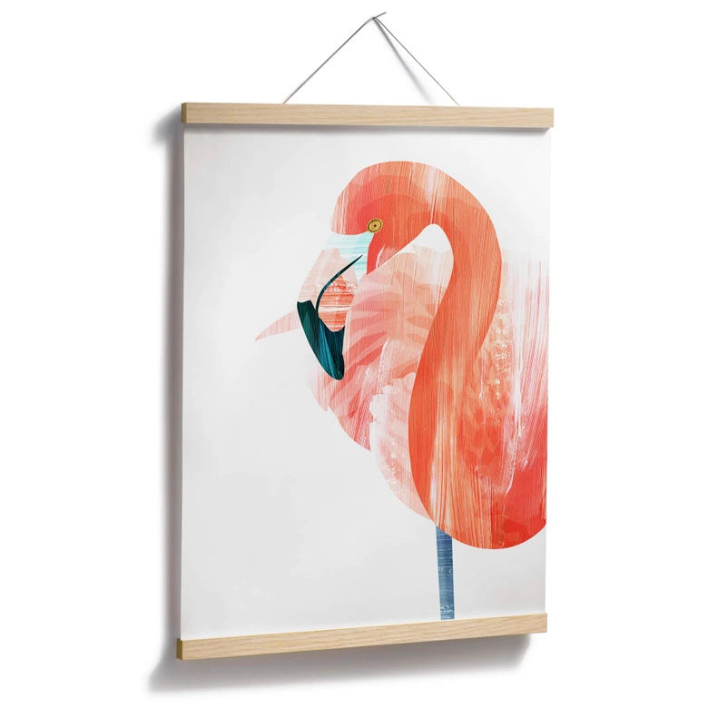 Poster Goed Blauw - Pink Flamingo 