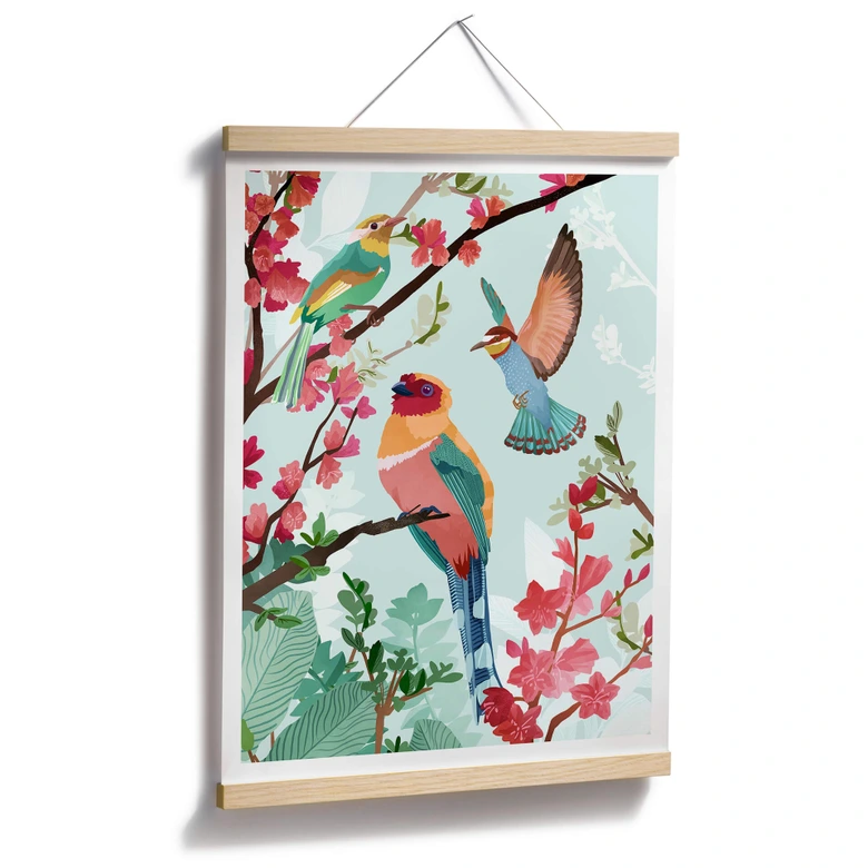 Póster Goed Blauw - Pájaros en verano 