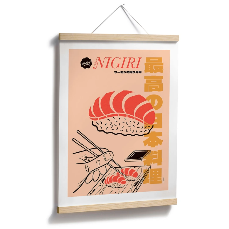 Poster Japanskt kök Vintage - Sushi Lax - Gomes 