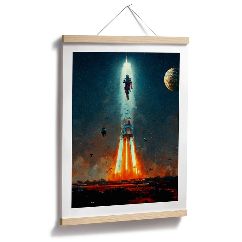 Poster Heine - Ab ins All - Raketenstart - Astro Cruise 