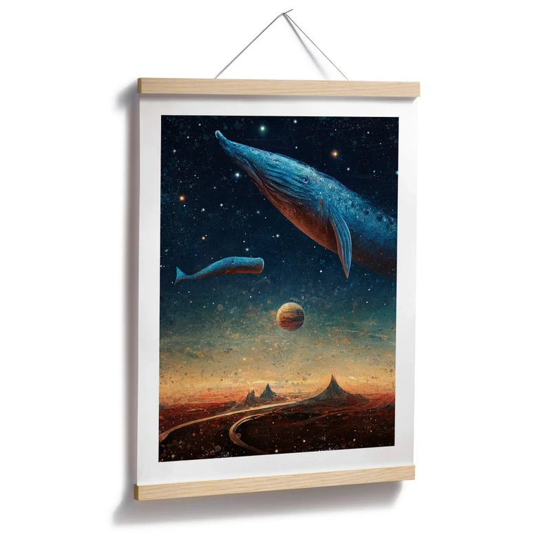Poster Heine - Zwei Wale im Weltall - Astro Cruise 