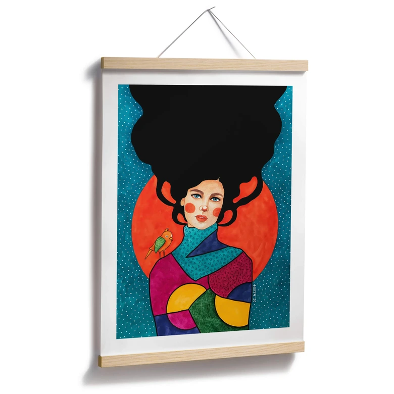 Poster kvinna framför röd måne - Hülya 