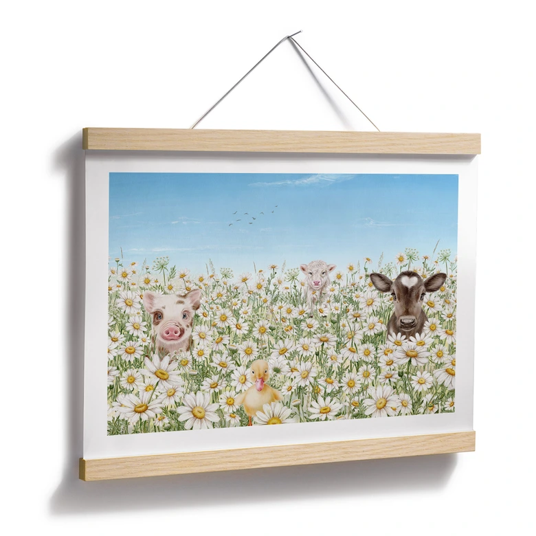 Kinderposter Bauernhoftiere auf der Blumenwiese - Kikki Belle 
