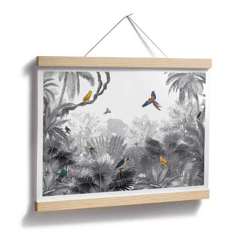 Poster Kikki Belle - Tropische Vogels in het zwart wit 