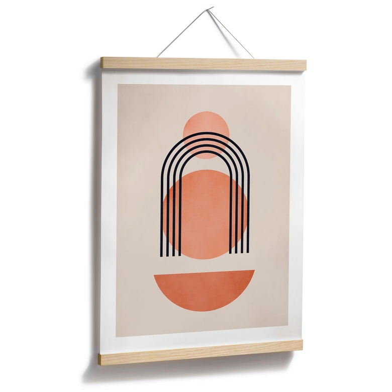 Poster Abstrakte Geometrie in Pfirsichfarben - Kubistika 