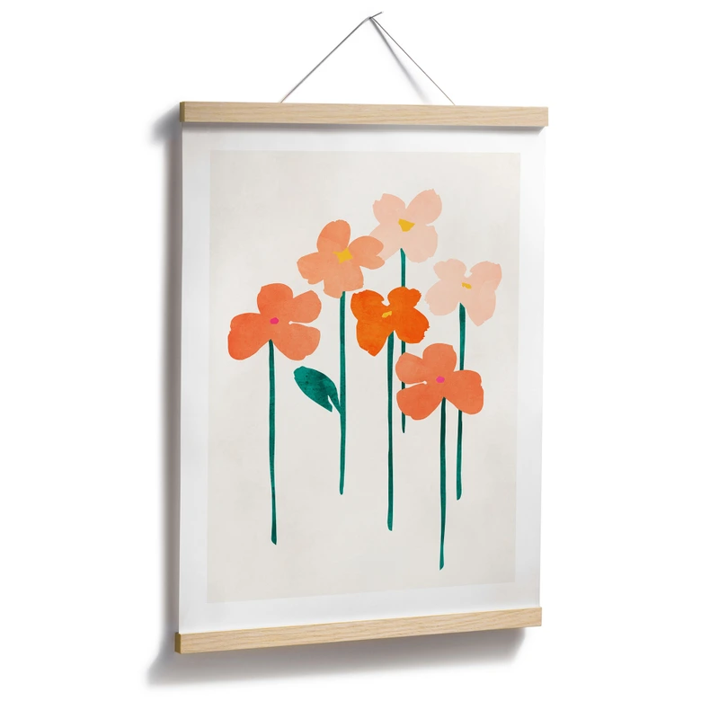 Poster Kleine Blumen in Peach-Farben - Kubistika 