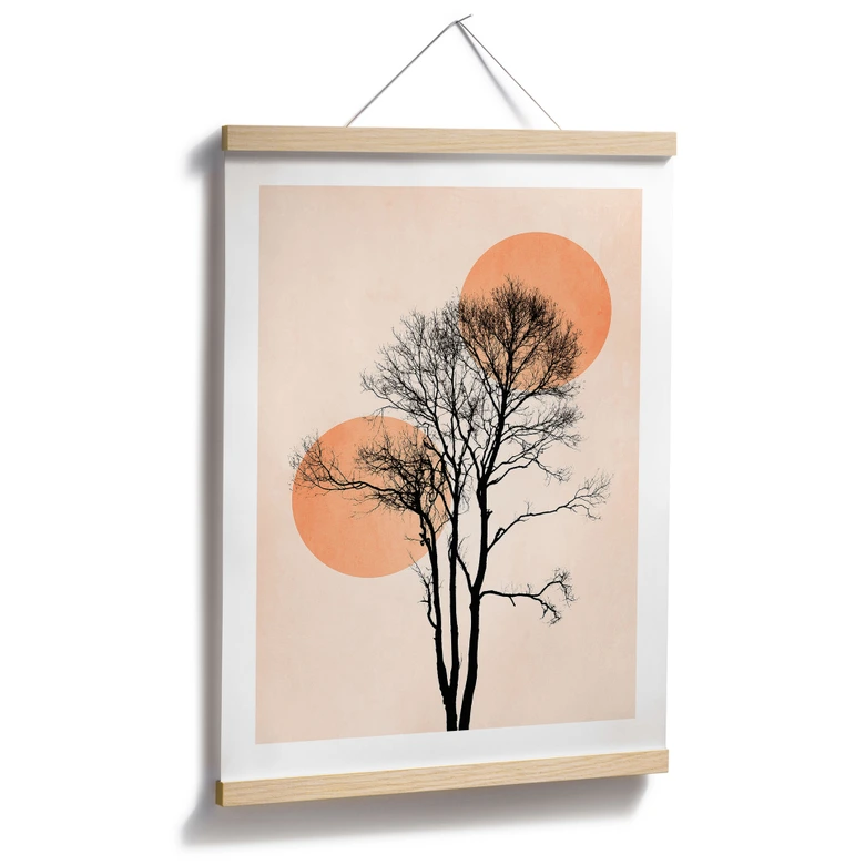 Plakat Sol og måne i orange - Kubistika 