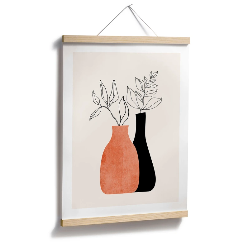 Poster Vazen in zwart en oranje - Kubistika 
