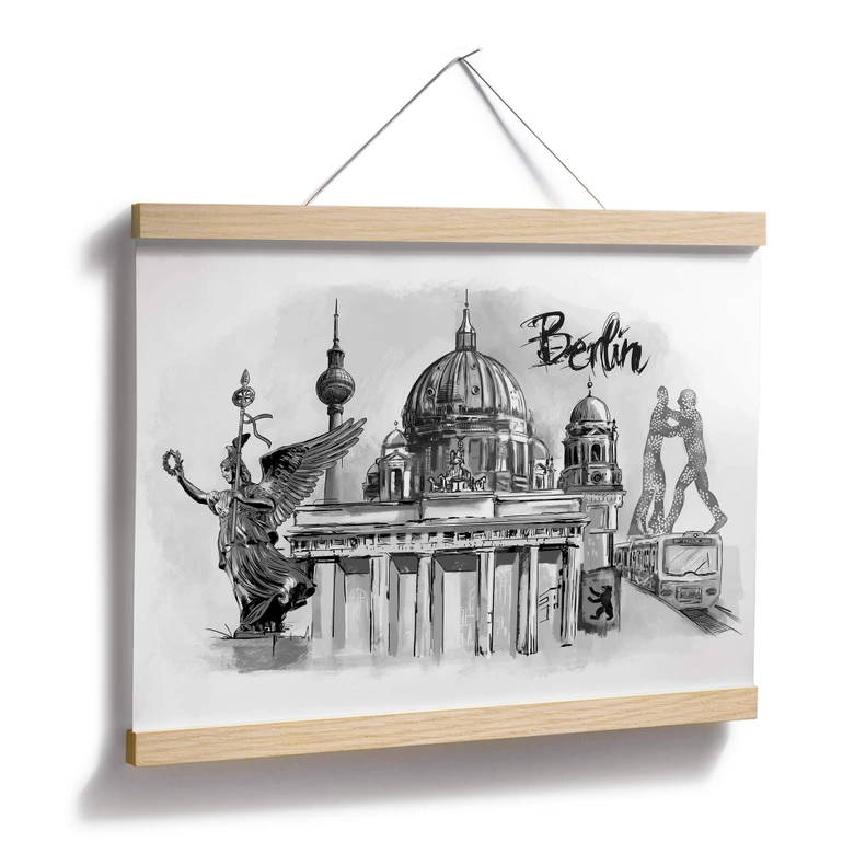 Poster Love your City - Berlijn zwart wit 