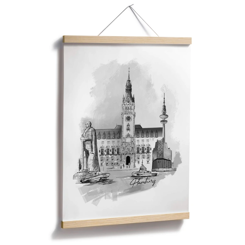 Plakat Hamburg - czarno-biały - Pokochaj swoje miasto 