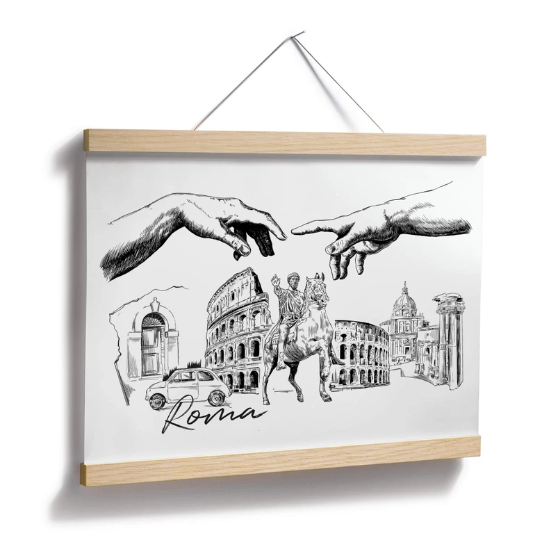 Poster Roma - Schwarz-Weiß - Love your City 
