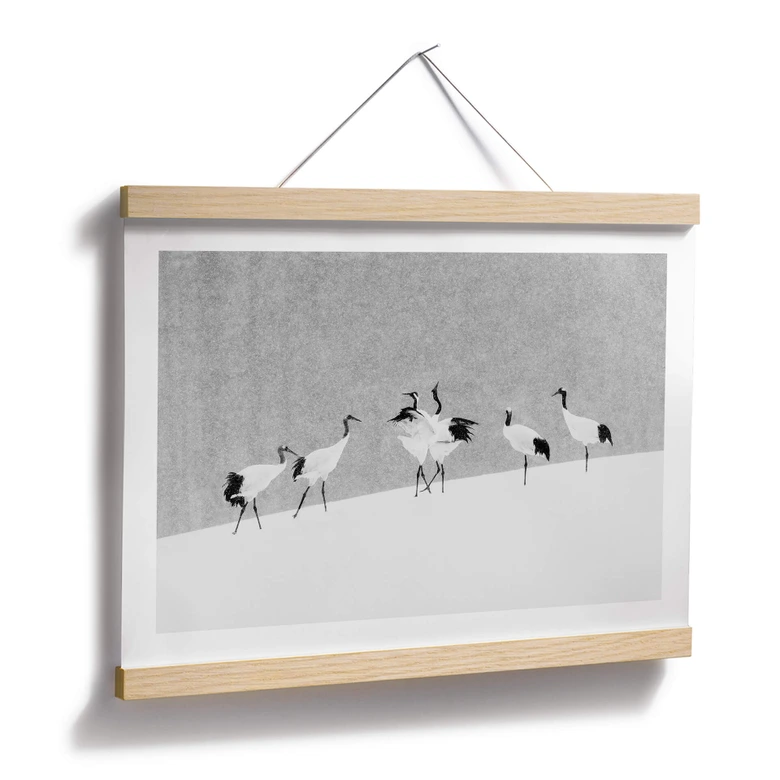 Plakat Marchegiani - Żurawie w zaśnieżonym krajobrazie 