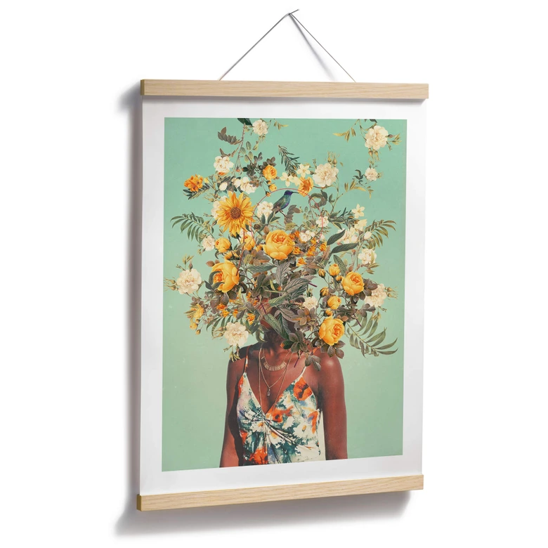 Poster Moth - Frau mit Sommerblumen auf dem Kopf 