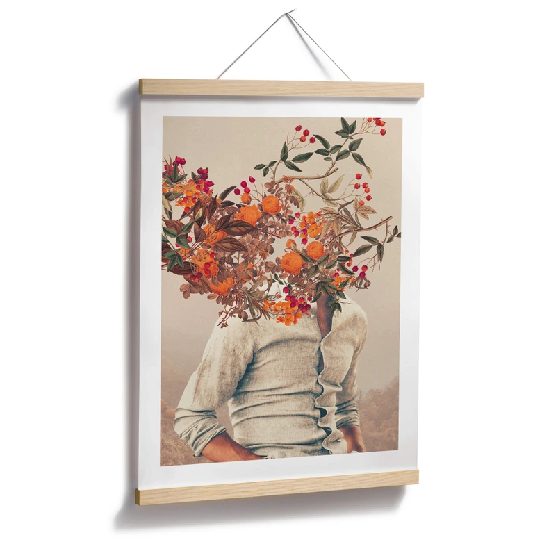 Poster Moth - Mann mit Blumen - Surreale Kunst 