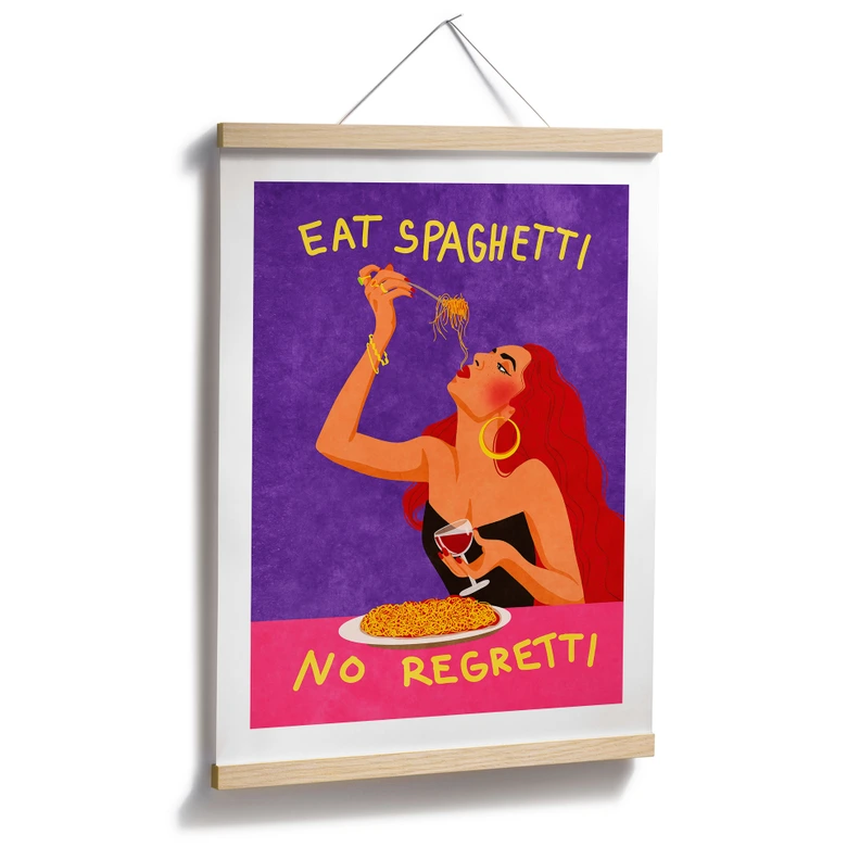 Plakat Spaghetti og vin - Oltmanns 