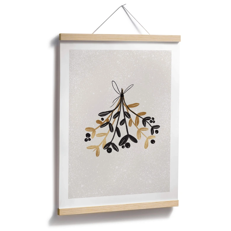 Poster Weihnachten - Mistelzweig in schwarz gold - Orara Studio 