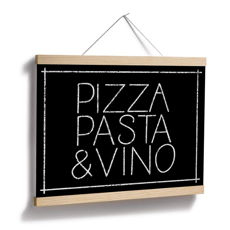 Poster Pizza Pasta & Vino svart 