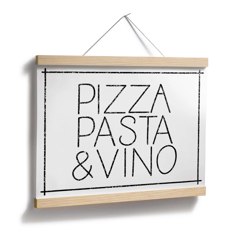 Poster Pizza Pasta & Vino blanc 