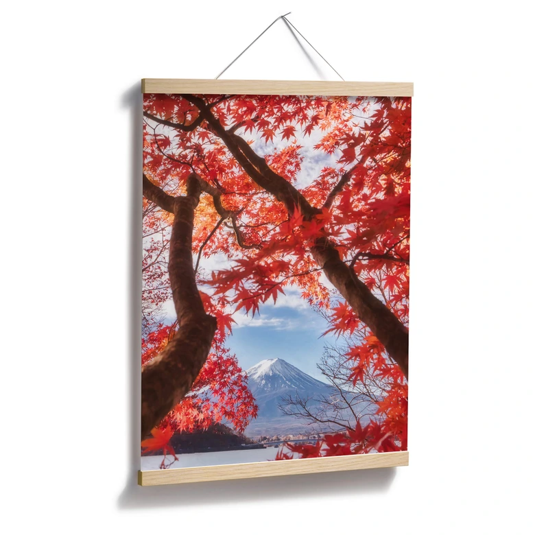 Póster Samejima - Hojas rojas 