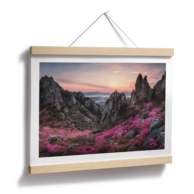 Poster Seo - Felsige Landschaft im Sonnenuntergang 