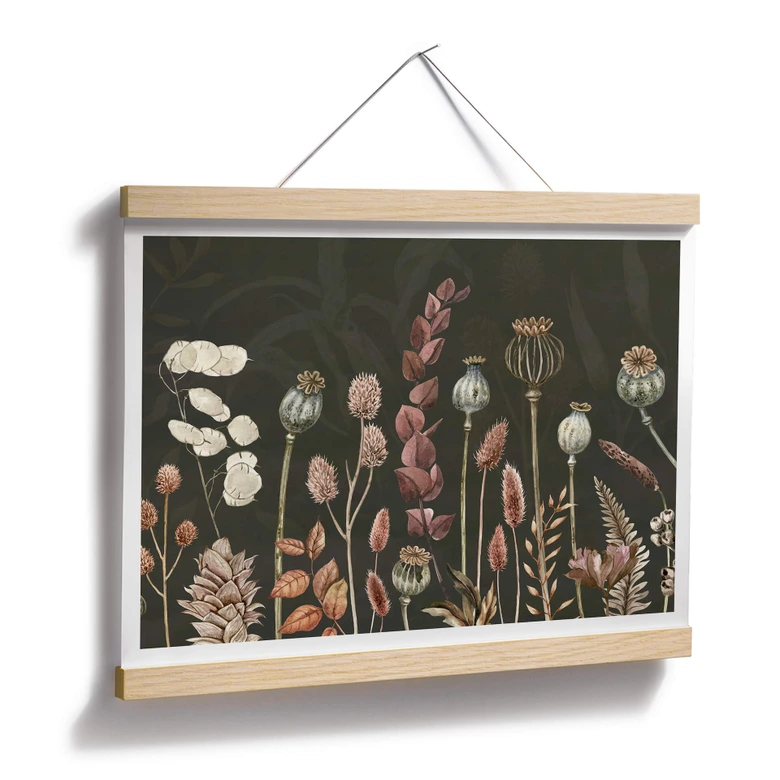 Poster Sir Edward - Torkade blommor Oliv 