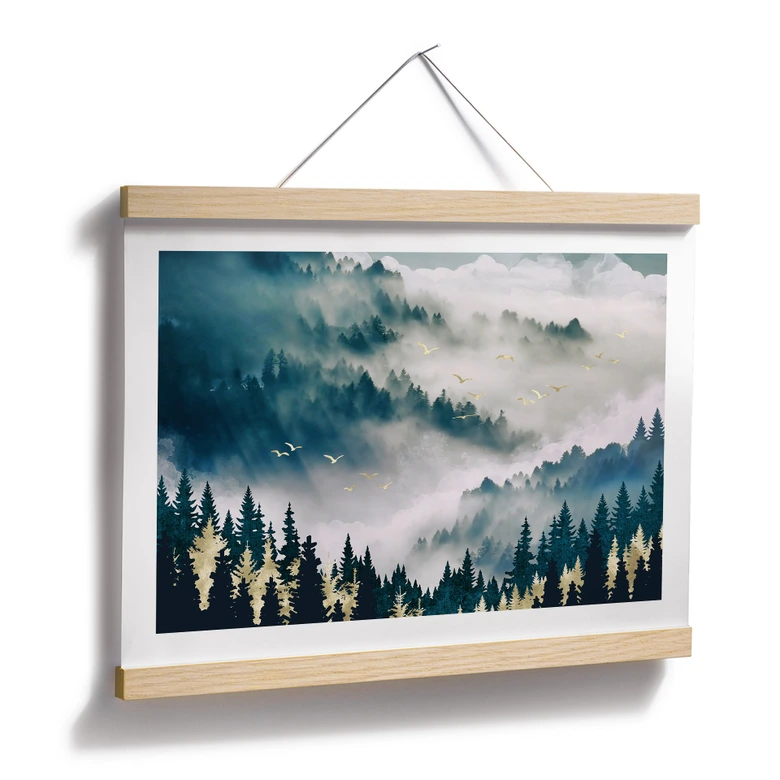 Poster Geheimnisvoller Nebel im Wald - SpaceFrog Designs 
