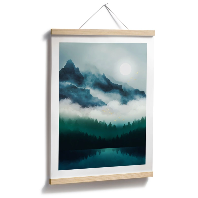 Poster Neblige Landschaft in der Nacht - SpaceFrog Designs 