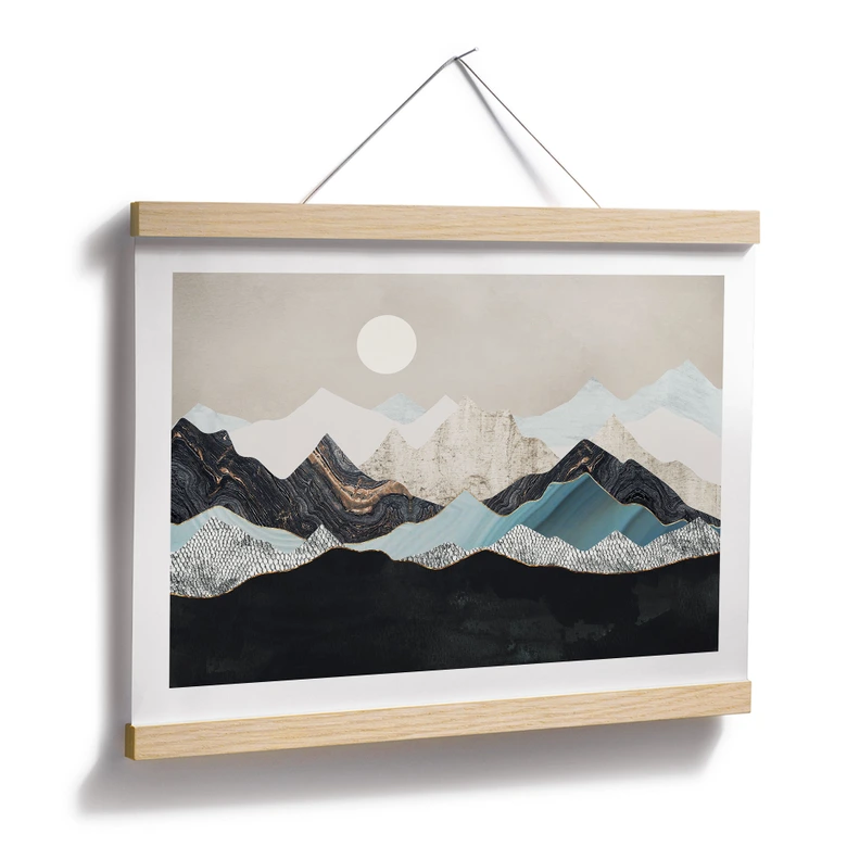 Poster Ruhige Berglandschaft in der Dämmerung - SpaceFrog Designs 