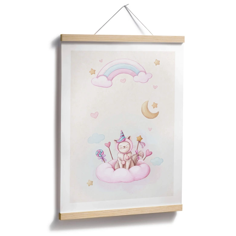 Poster Thai - Einhorn-Kätzchen auf der Zuckerwolke 