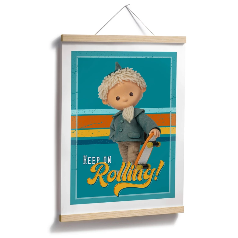Poster Unser Sandmännchen - Sandmann mit Skateboard - Kinderposter 
