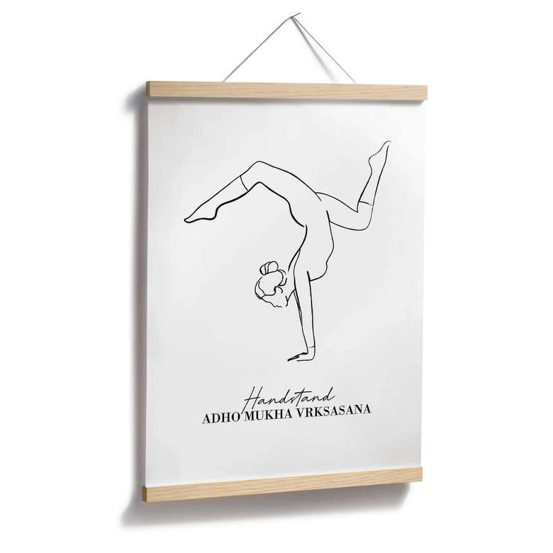 Poster Yoga - Posture sur les mains - Line Art 