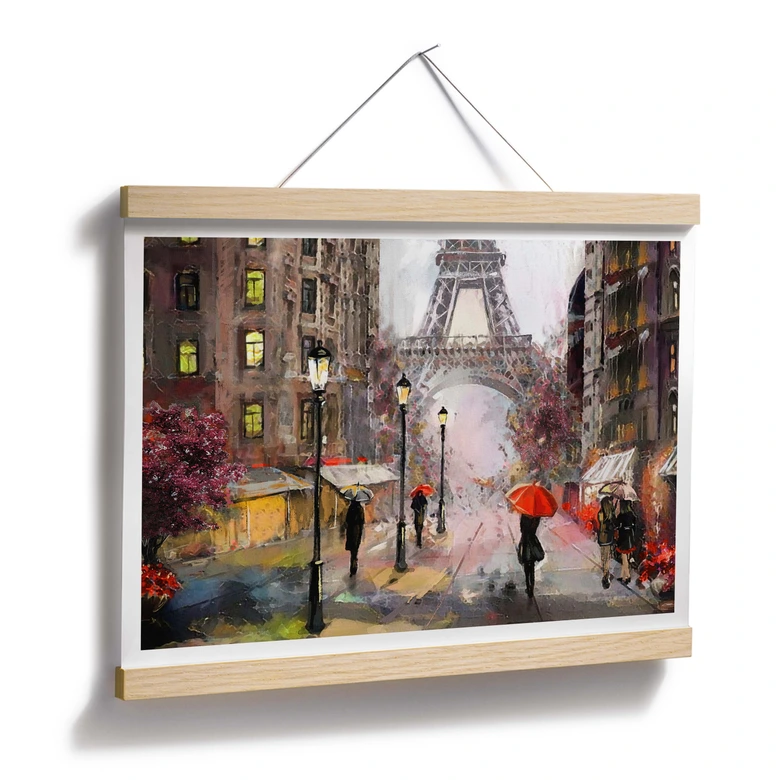 Poster Roter Schirm in Paris Aquarell 
