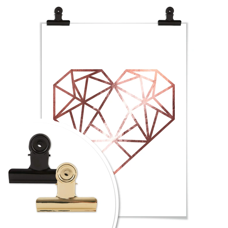 Póster corazón origami - look oro rosa 