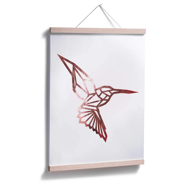 Poster - Origami Kolibri - Roségold-Optik 