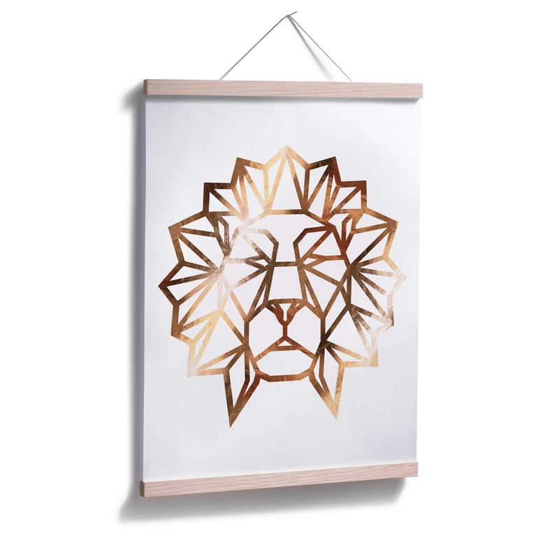 Plakat - Origami Løvehoved - Kobbereffekt 