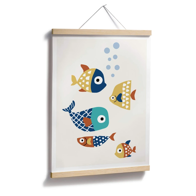 Plakat - Kubistika - Farverige fisk 