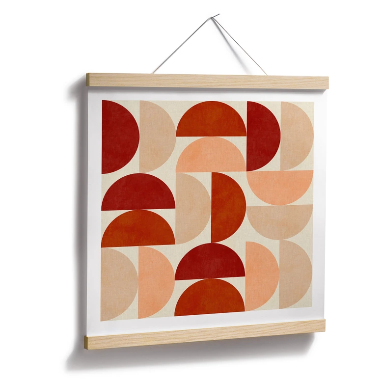 Poster Abstrakte Halbkreise in warmen Naturtönen - Bre - Quadratisch 