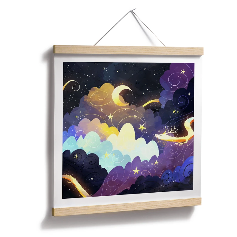 Poster Drachenflug durch Sternenwolken - DigitalArtsi 