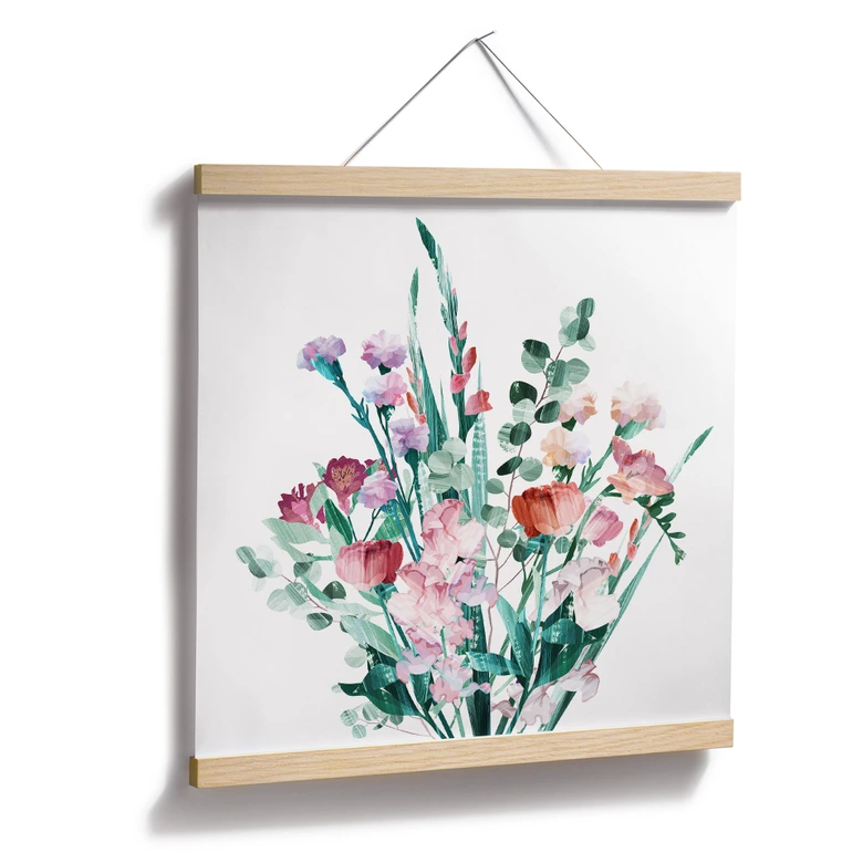 Plakat Wildflowers Bouquet in Spring - Goed Blauw - Square 