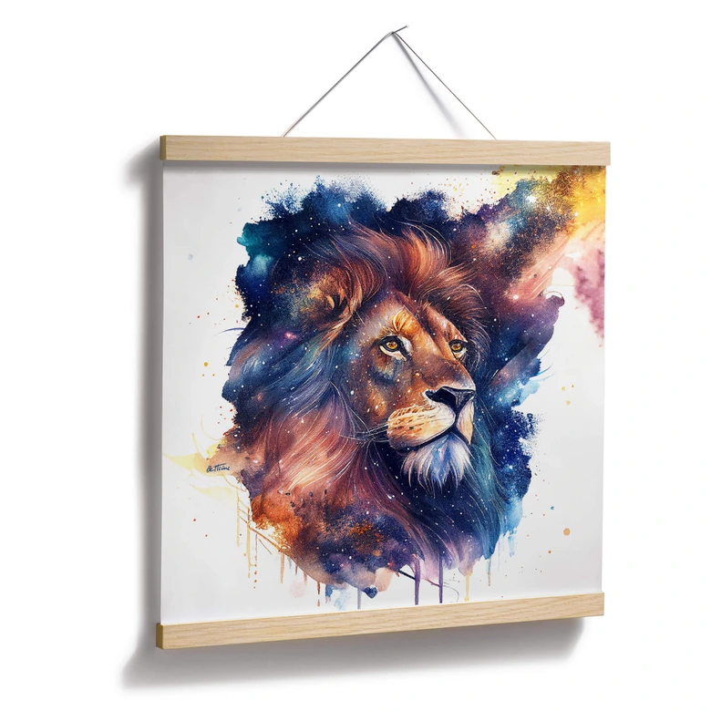 Poster Heine - Mächtiger Löwe im Sternenhimmel - Astro Cruise - Quadratisch 