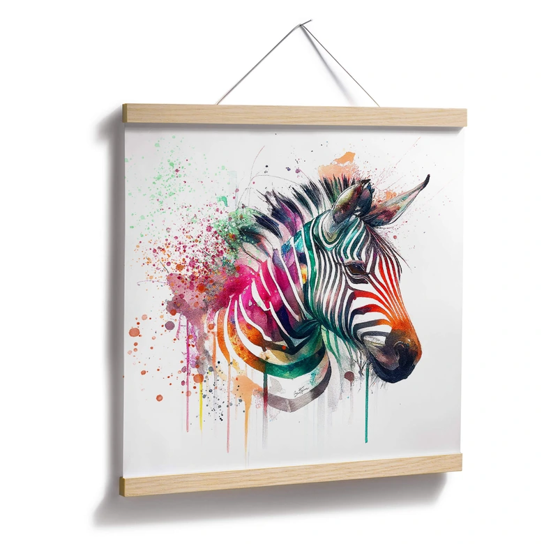 Poster Heine - Rainbow Zebra vierkant 